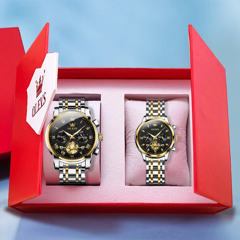 🕒   Moon Phase Watch Set – Waterproof