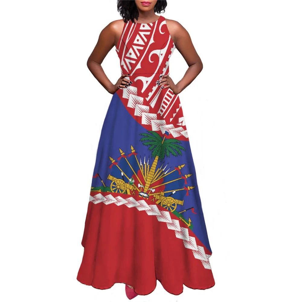 Luxury Women’s Haiti Flag Dress