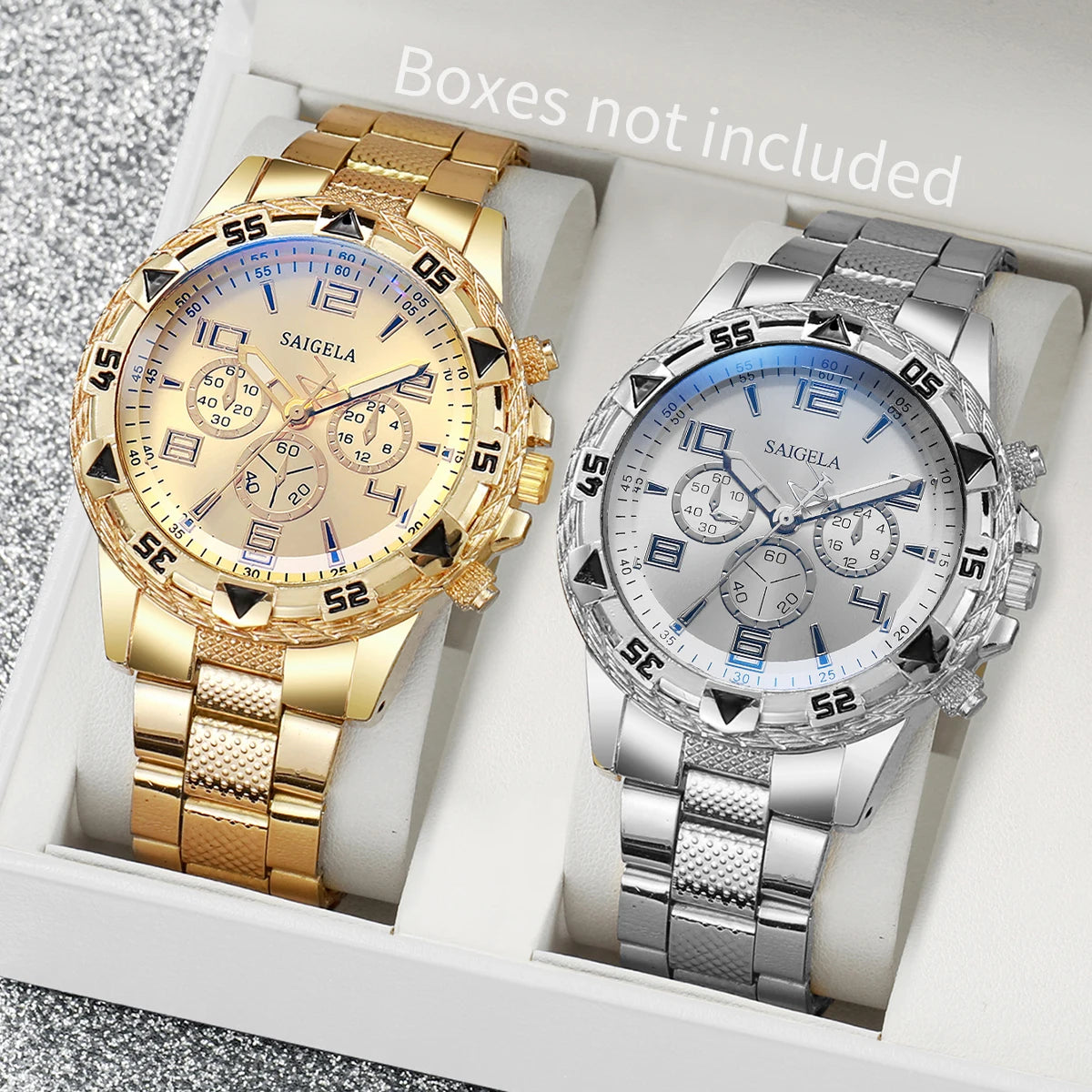 2-Piece Men's Quartz Watch Set – Arabic Dial, , Business & Fashion Style (No Box)
