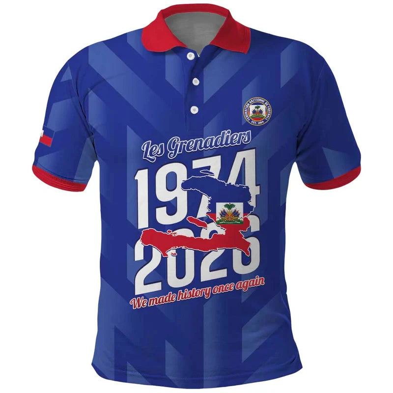 Haiti Flag Color Block Polo Shirt –Men & Women  2026