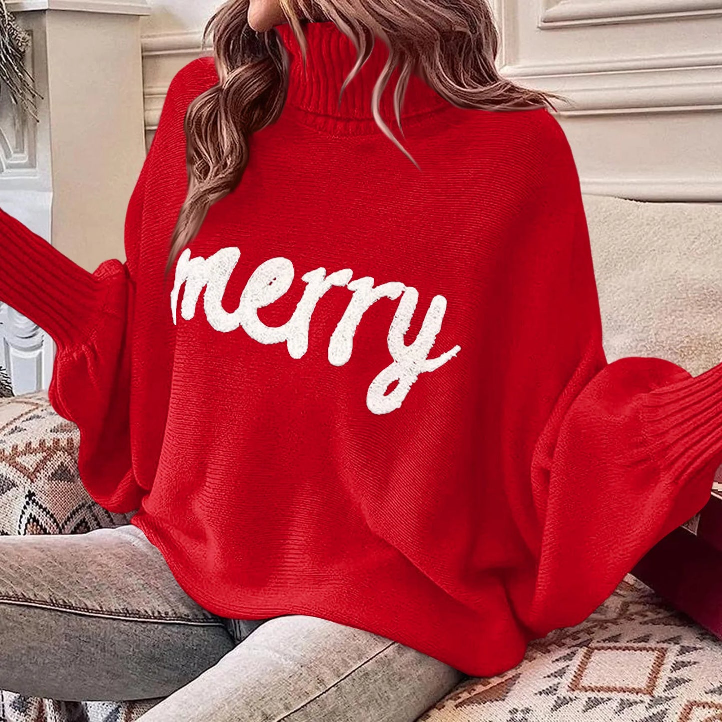 Women’s Christmas Turtleneck Knit Sweater