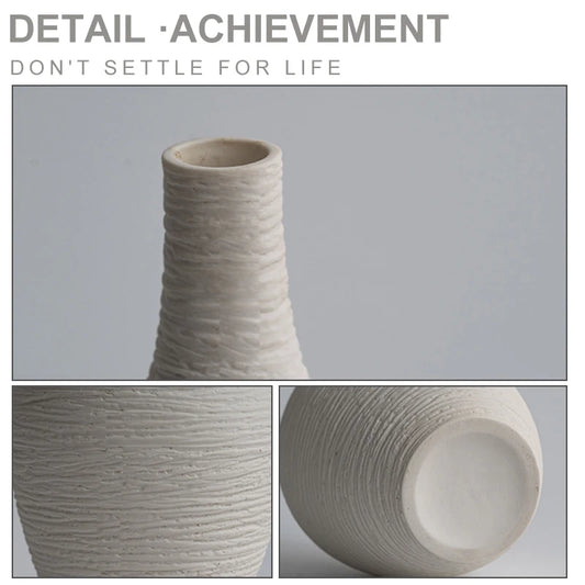 Nordic Ceramic Vase – Simple Narrow-Mouth Flower Pot for Home, Office & Living Room Decor