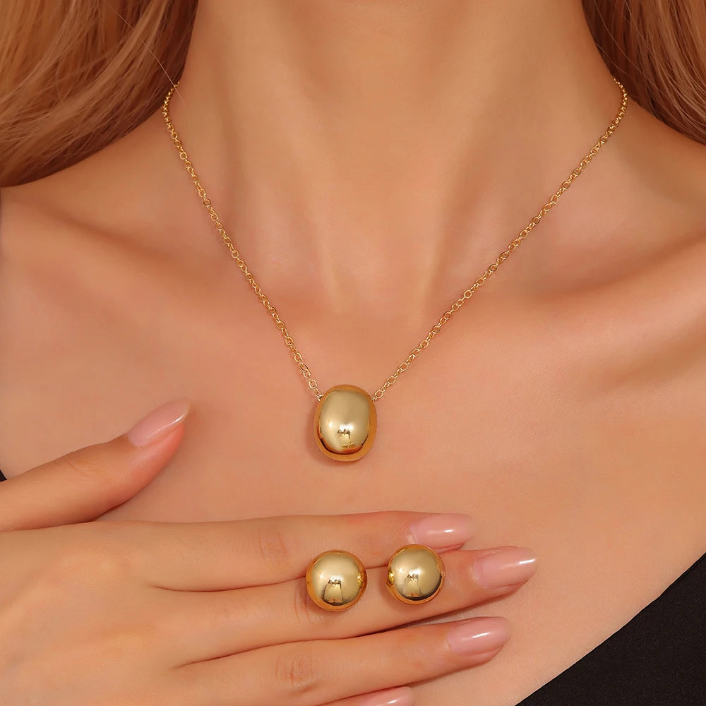 Rhinestone Double Heart Earrings & Pendant Necklace for women