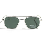 Peekaboo TR90 polarized sunglasses men retro style metal square sun glasses for women double bridge driving green black uv400