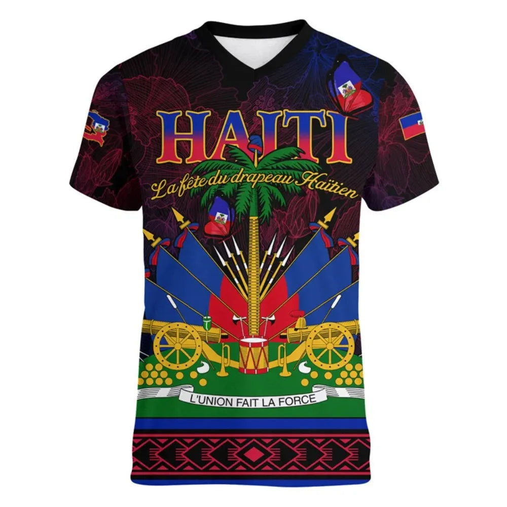 Haiti Independence Day 3D Printed Men's V-Neck