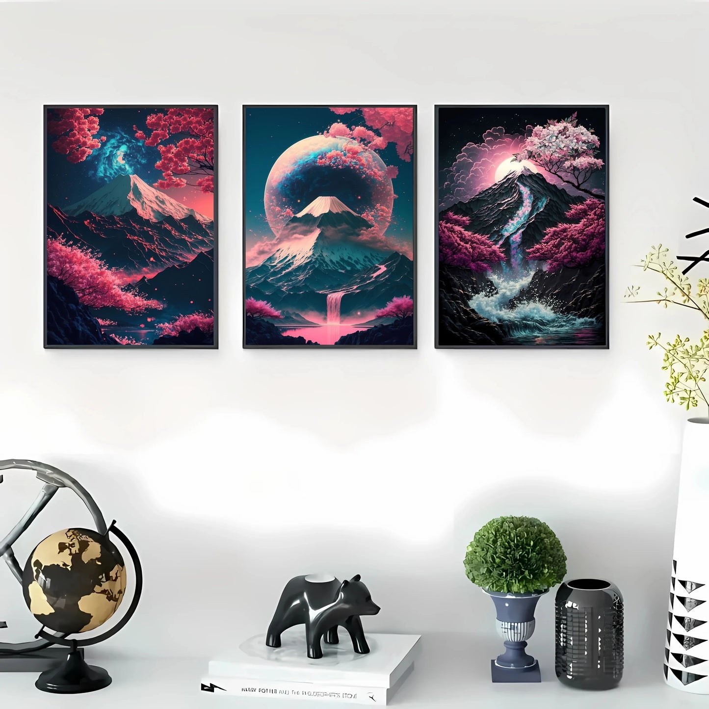 Black & Red Vintage Ink Art Posters for Living Room Decor