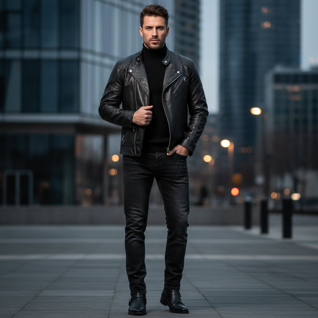 Urban Rider Leather Jacket - Slim Fit Anti-Wind Coat