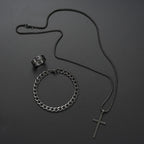 3PCS Stainless Steel Jewelry Set – Bracelet, Necklace & Ring | Unisex