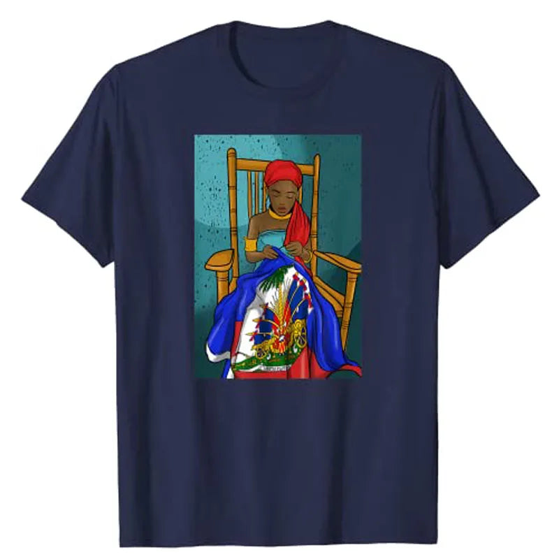 Haiti Flag Day Proud Woman Ayiti Girl Graphic Tee