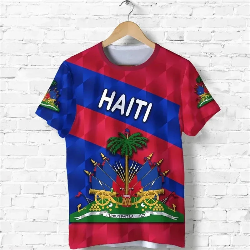 Caribbean Flag Print O-Neck Casual