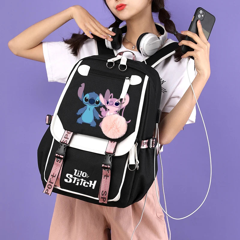 Lilo & Stitch Adventure Backpack – Cartoon Print School Bag for Teens, Kids