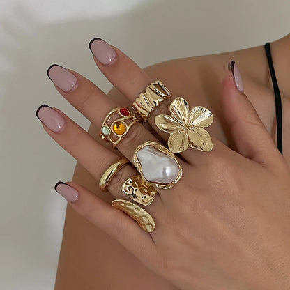 Elegant Baroque Imitation Pearl Open Ring Jewelry