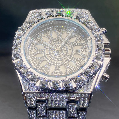 Gold Iced-Out Men’s Watch – Luxury & Waterproof