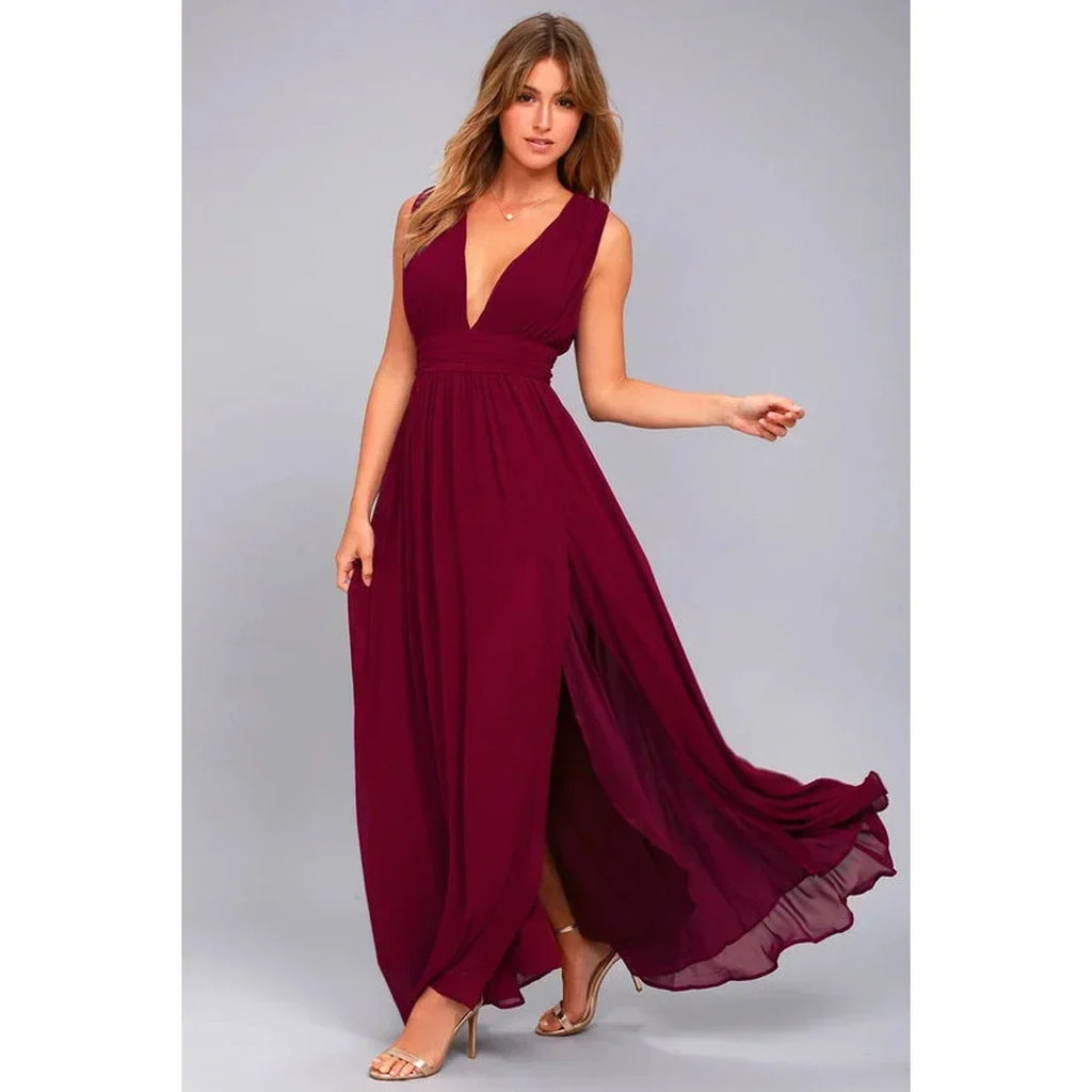 Elegant Red Backless Maxi Dress