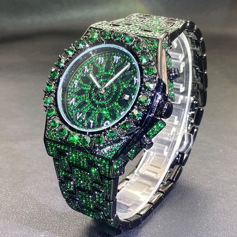 Gold Iced-Out Men’s Watch – Luxury & Waterproof