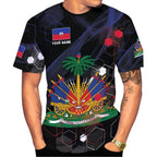 Men's 3D Haiti Emblem T-Shirt – Custom Summer Graphic Tee