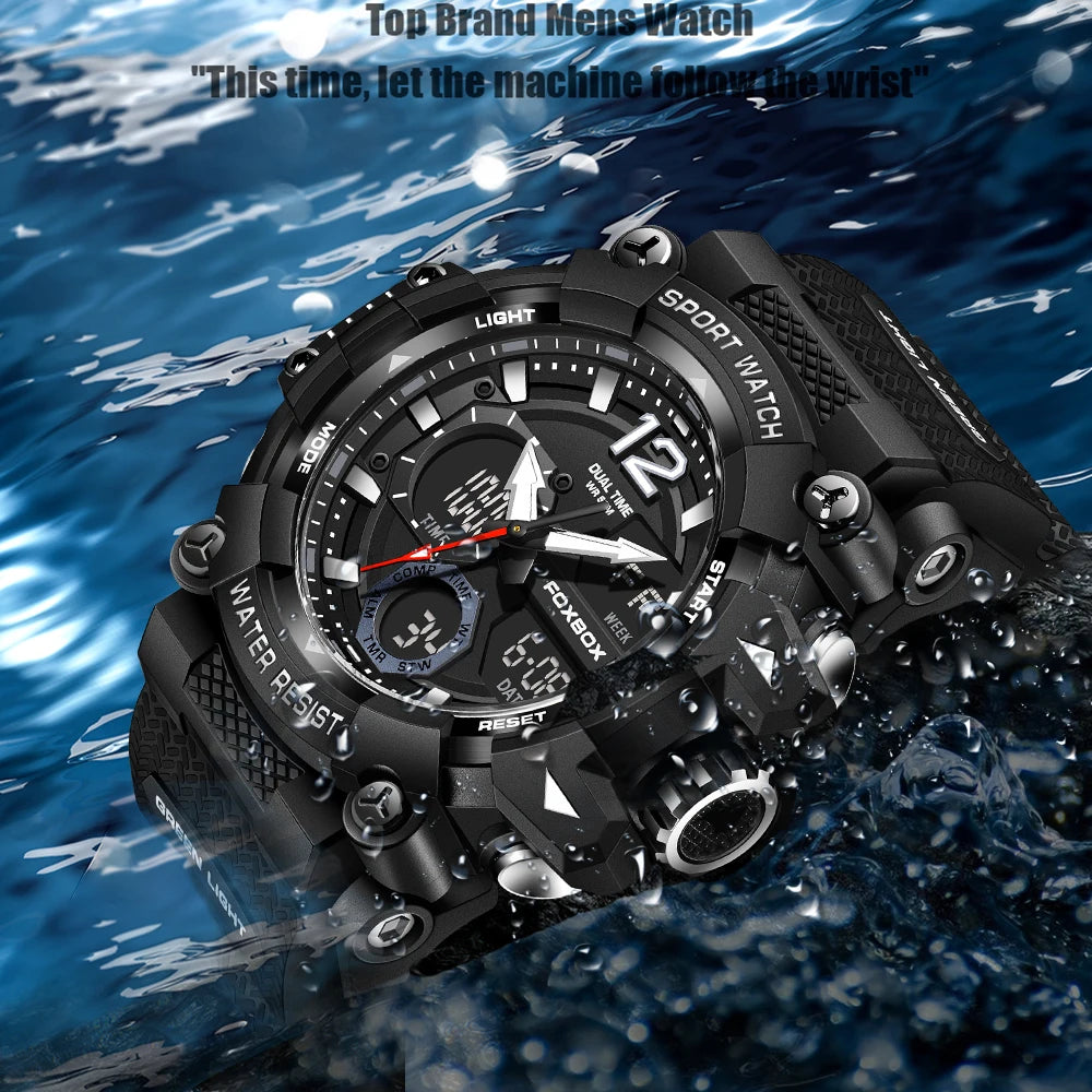 Men’s Fashion Sport Watch – 50M Waterproof, Shock Resistant LED Alarm