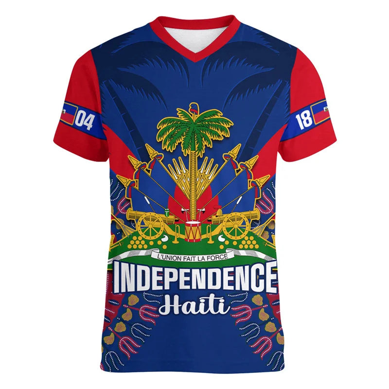 Haiti Independence Day 3D Printed Men's V-Neck