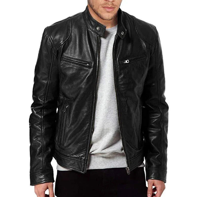 Urban Rider Leather Jacket - Slim Fit Anti-Wind Coat