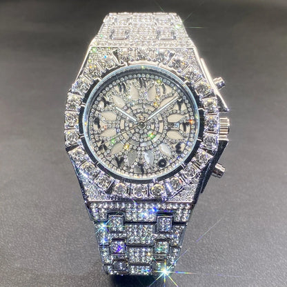Gold Iced-Out Men’s Watch – Luxury & Waterproof