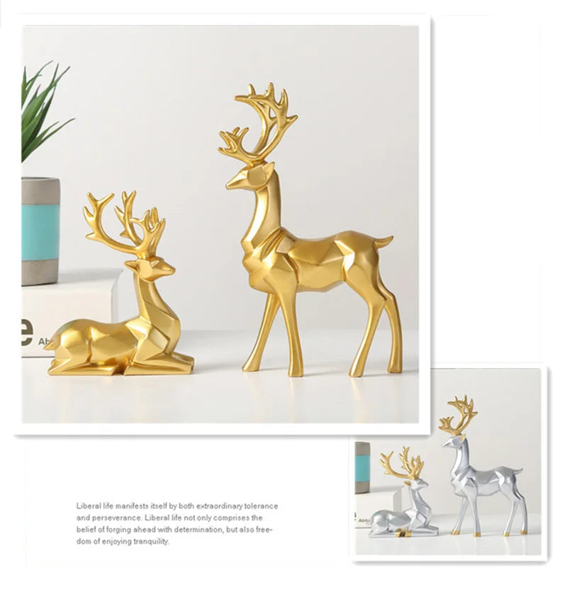 NORTHEUINS Golden Couple Deer Figurine