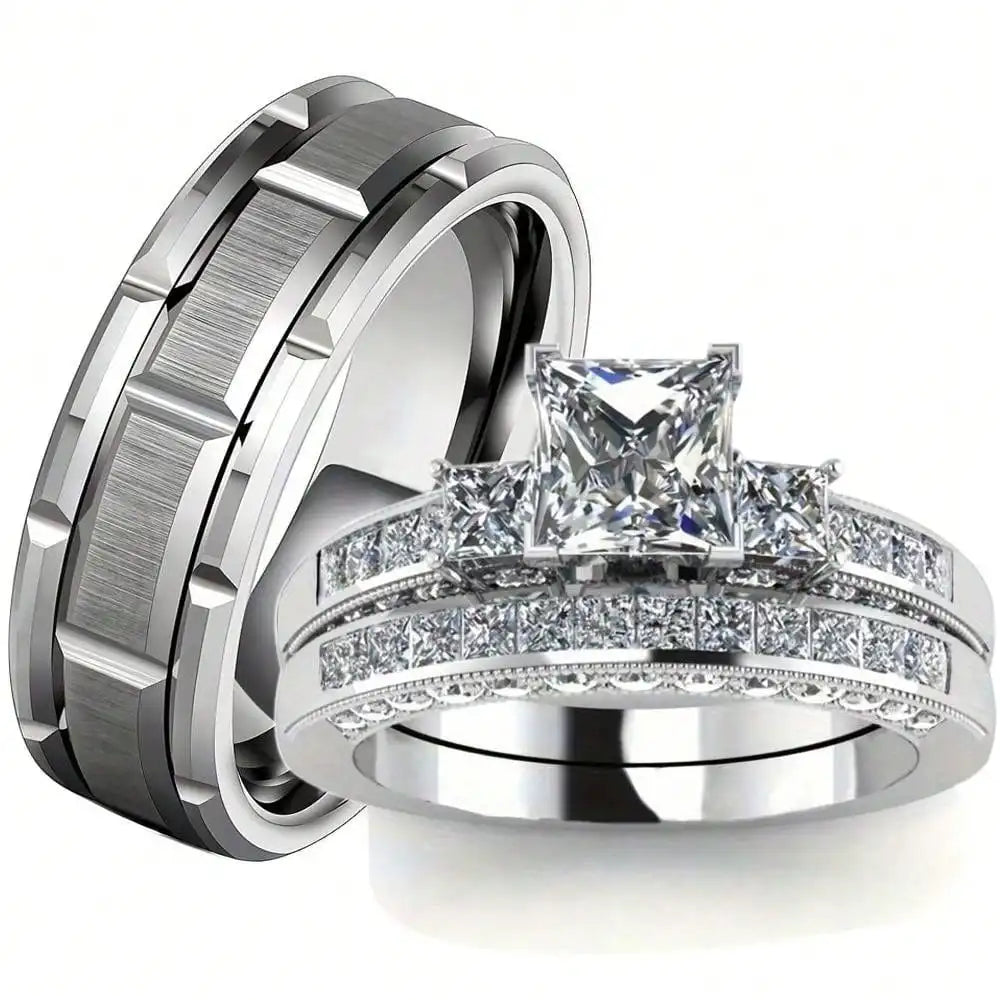 Silver Couple Ring Set