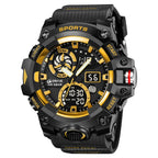Men’s Dual Time Sport Watch – 50m Waterproof, Shock Resistant Digital Watch