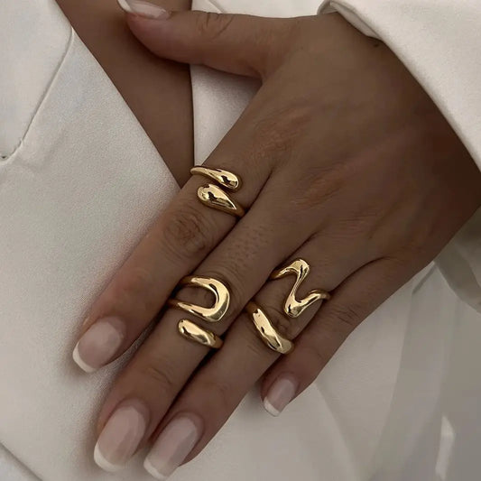 Gold Punk Ring Set for Men & Women