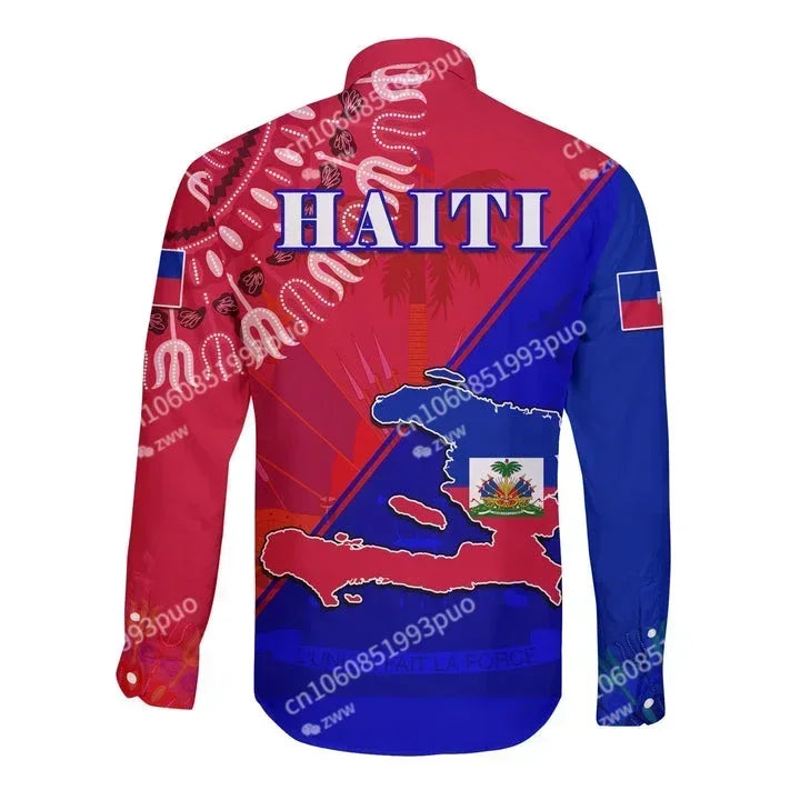 Haiti Emblem 3D Long Sleeve Shirt – Vintage Caribbean Streetwear