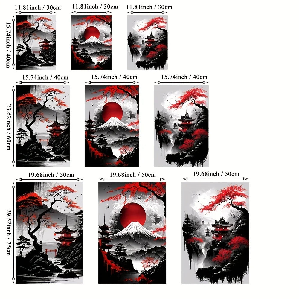 Black & Red Vintage Ink Art Posters for Living Room Decor