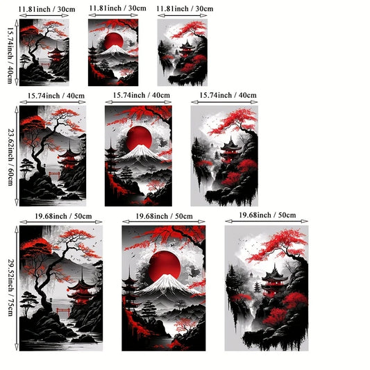 Black & Red Vintage Ink Art Posters for Living Room Decor