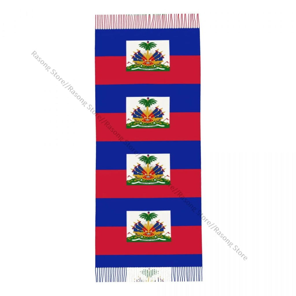 Haiti Flag Winter Tassel Scarf