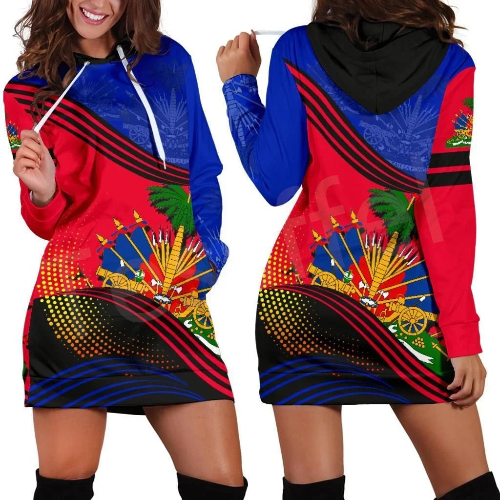 New Fashion Caribbean Vibes  Hoodie Dress