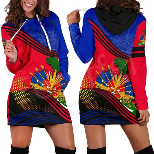 New Fashion Caribbean Vibes 3D Print Harajuku Hoodie Dress – Retro Island Style