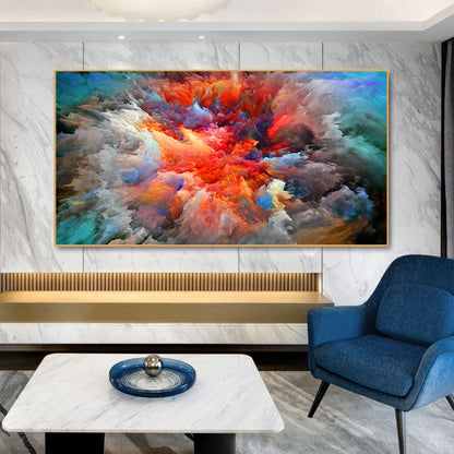 Grey and Yellow Abstract Cloud Oil Painting