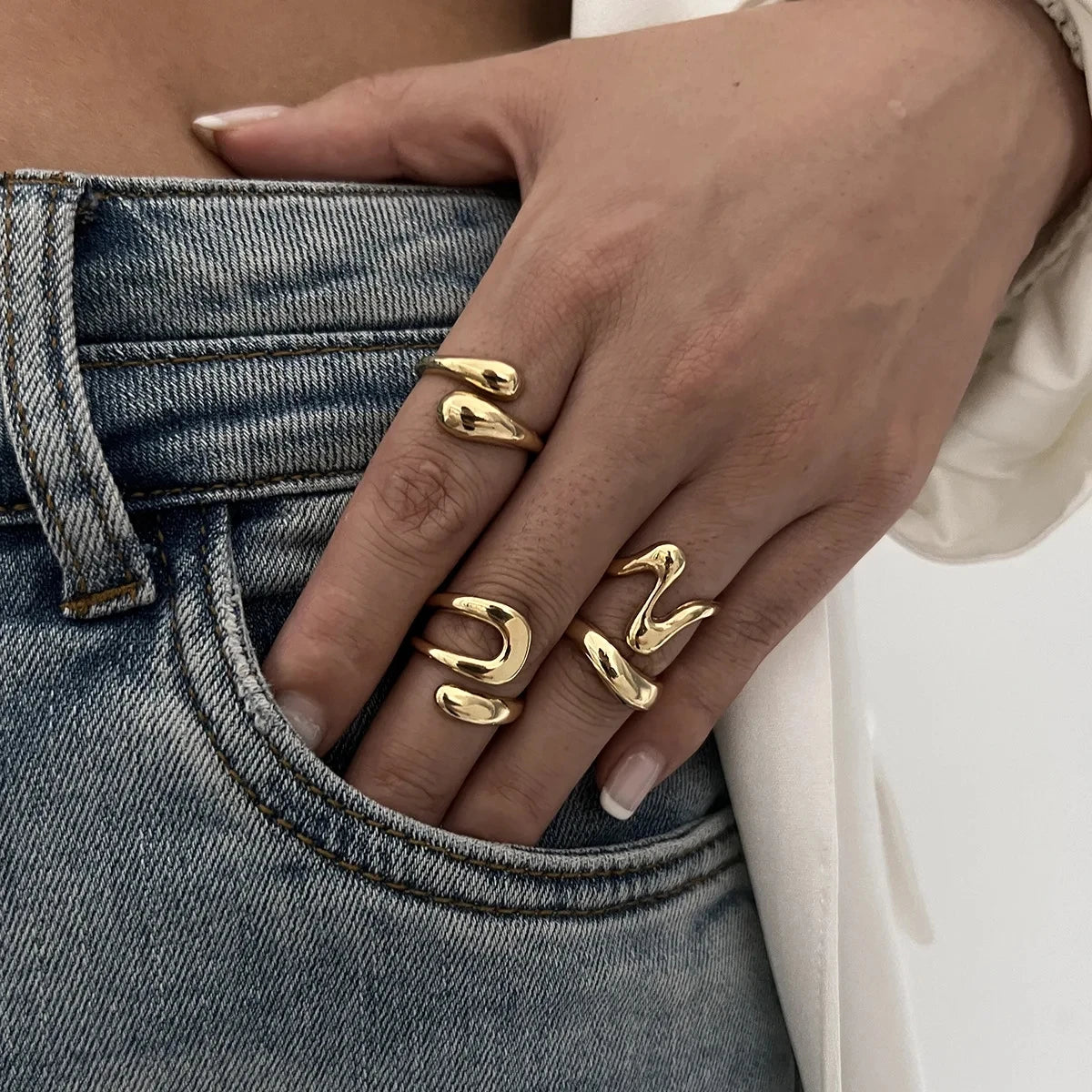 Gold Punk Ring Set for Men & Women