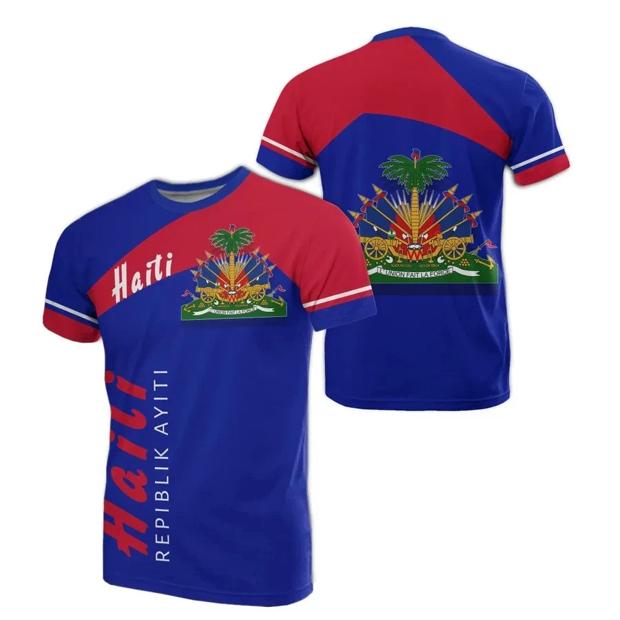 Haiti Island Caribbean Map & Flag 3D Graphic T-Shirt