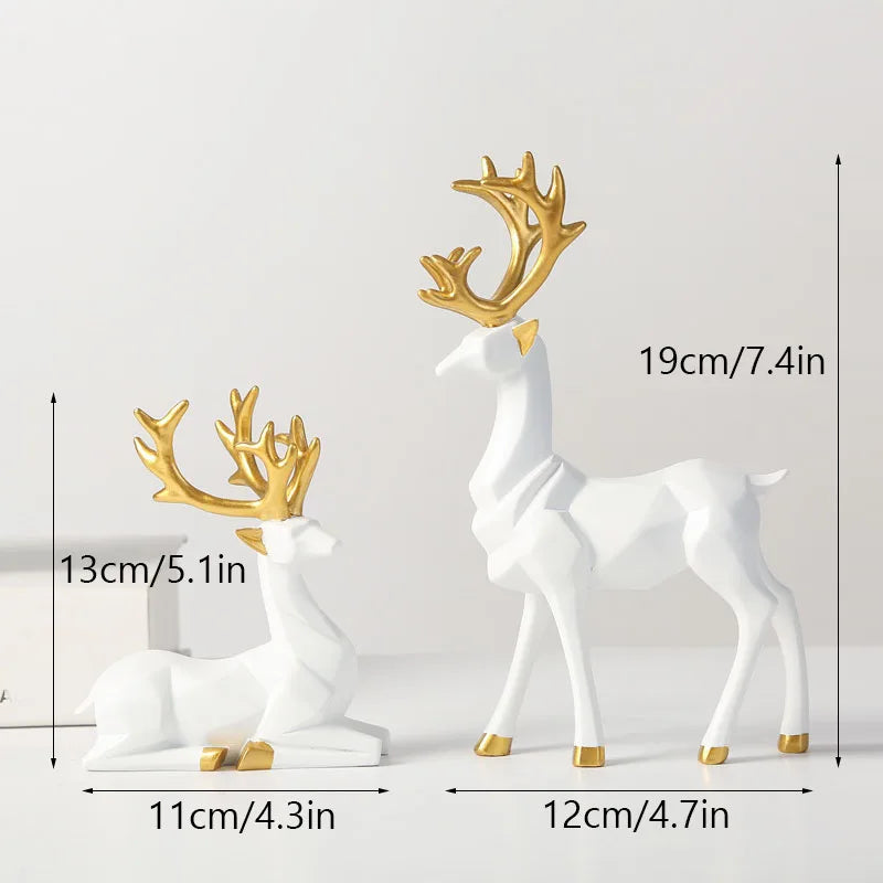 NORTHEUINS Golden Couple Deer Figurine