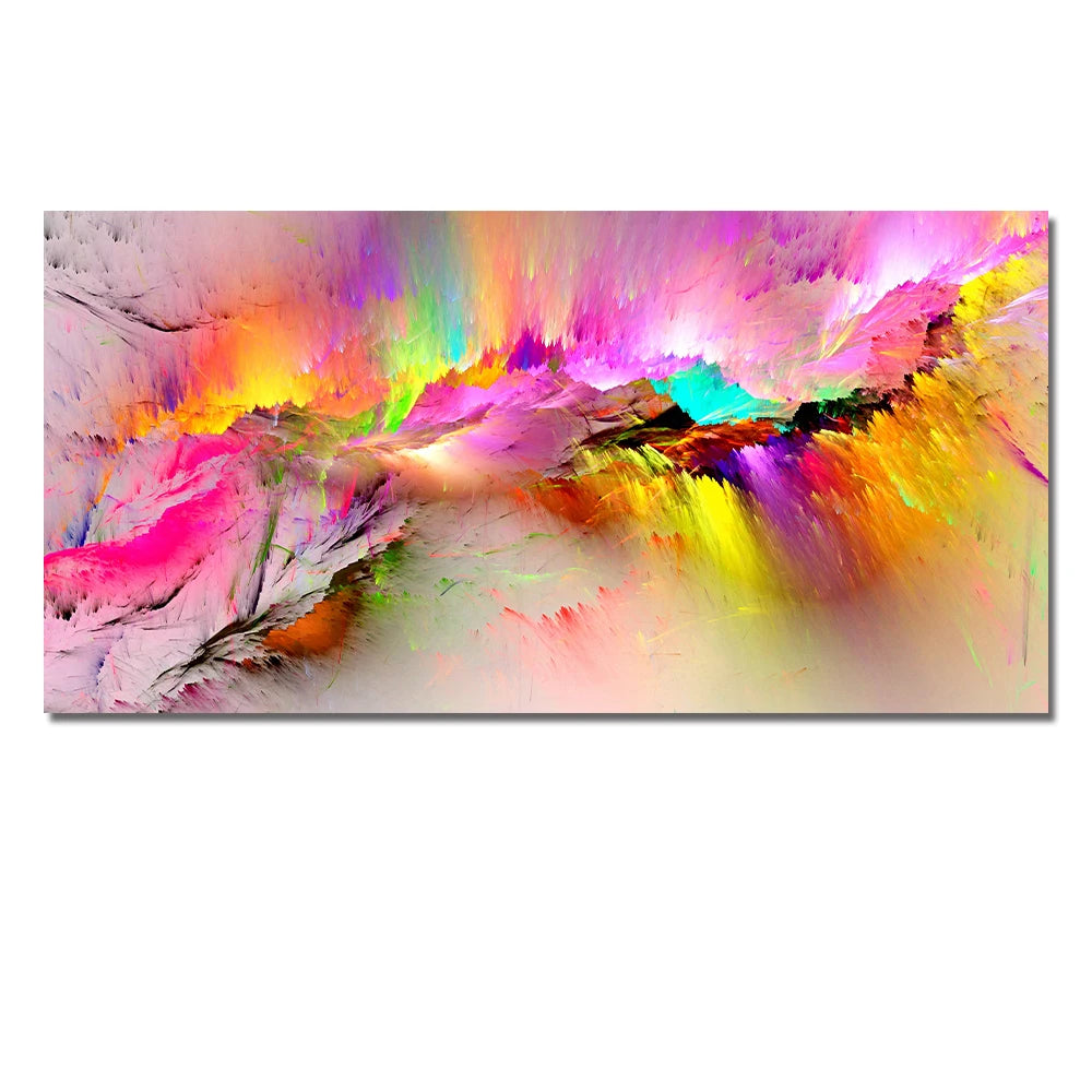Grey and Yellow Abstract Cloud Oil Painting