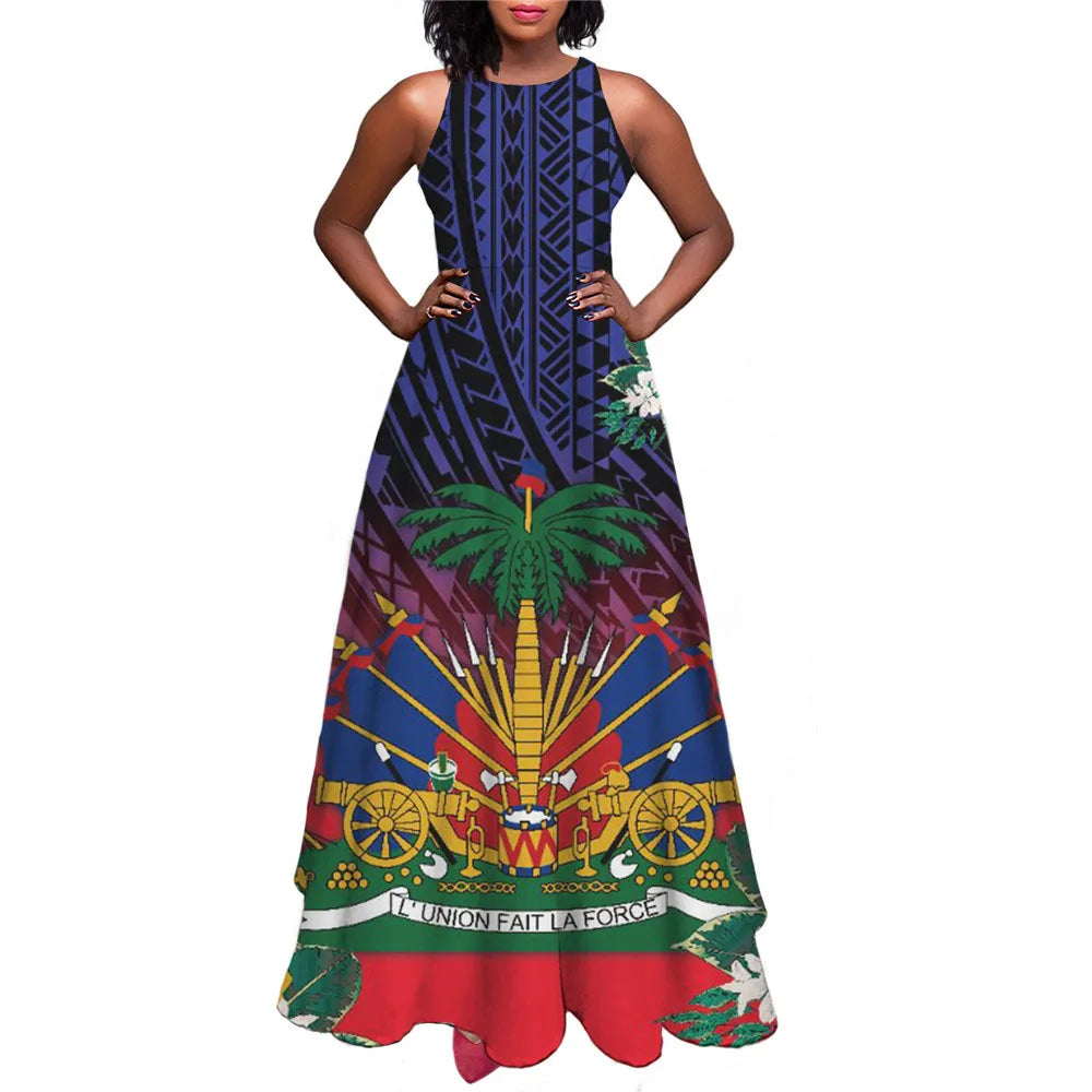 Luxury Women’s Haiti Flag Dress