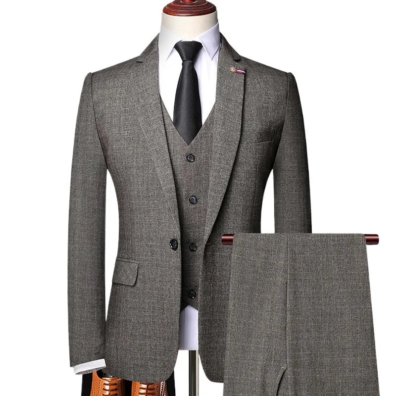 Men’s Elegant 3-Piece Suit – Blazer, Vest & Pants