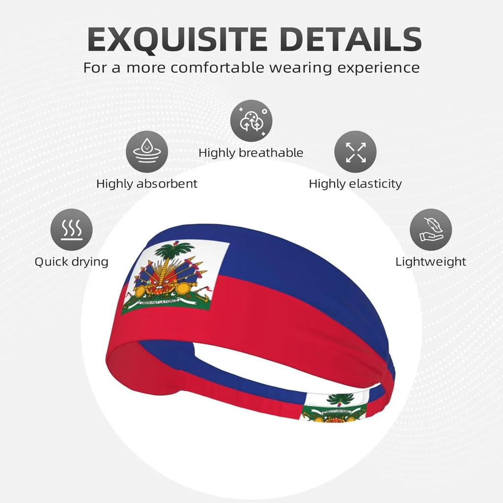 Haitian Flag Sports Headband – Unisex Elastic