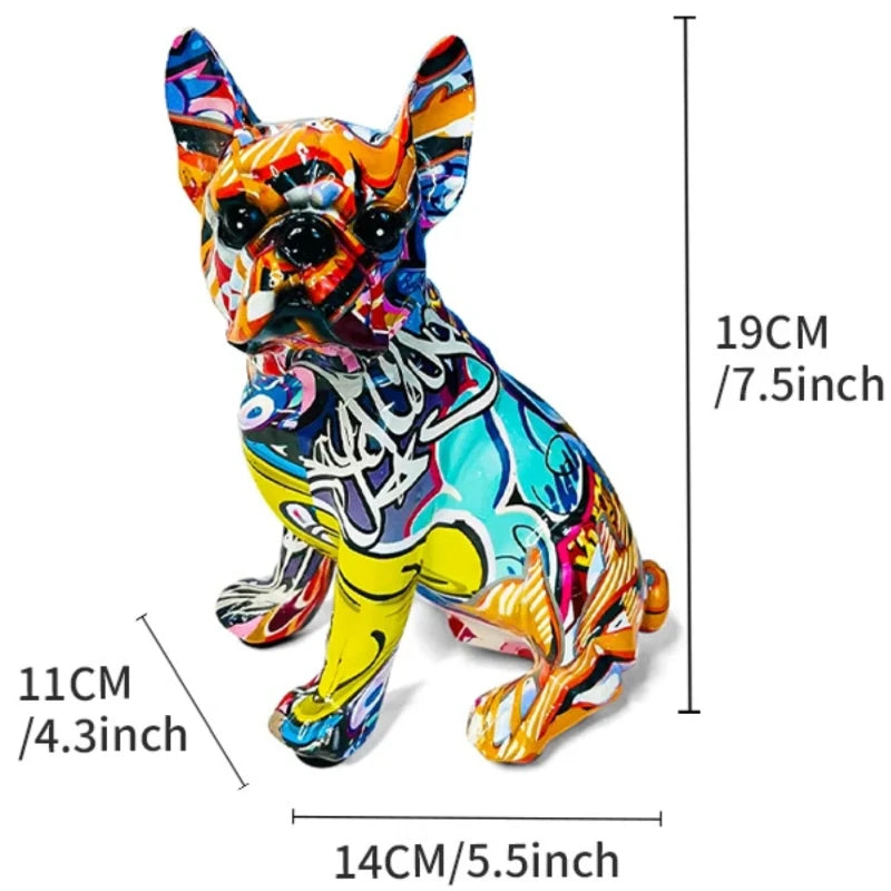 Colorful Standing French Bulldog Resin Statue