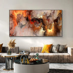 Grey and Yellow Abstract Cloud Oil Painting