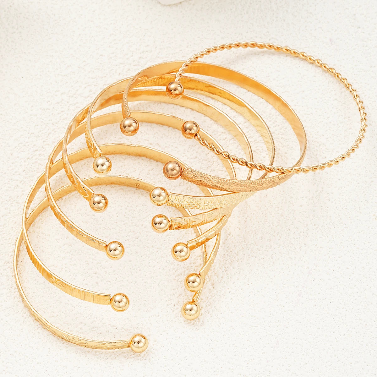 7-Piece Gold Punk Bracelet Set for Women