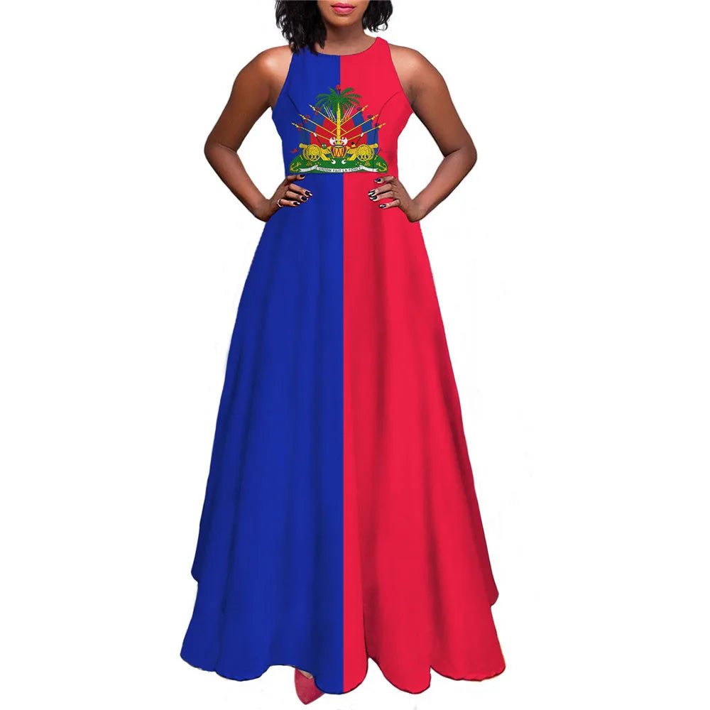 Luxury Women’s Haiti Flag Dress