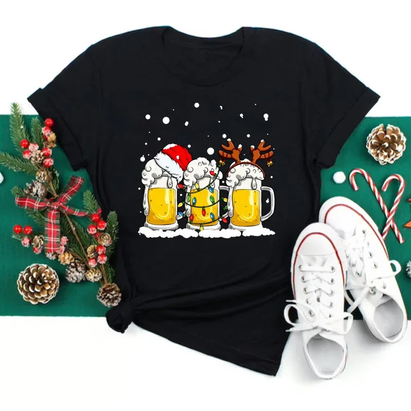 Women’s Wine Glass Christmas T-Shirt