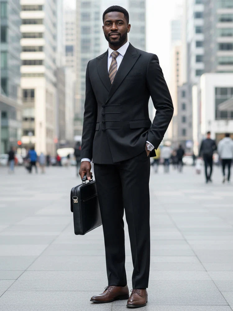 Elegant Men’s 2-Piece Suit – Slim Fit, Double-Breasted Style