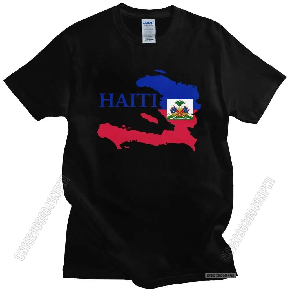 Cool Men's Haiti Map Flag T Shirt