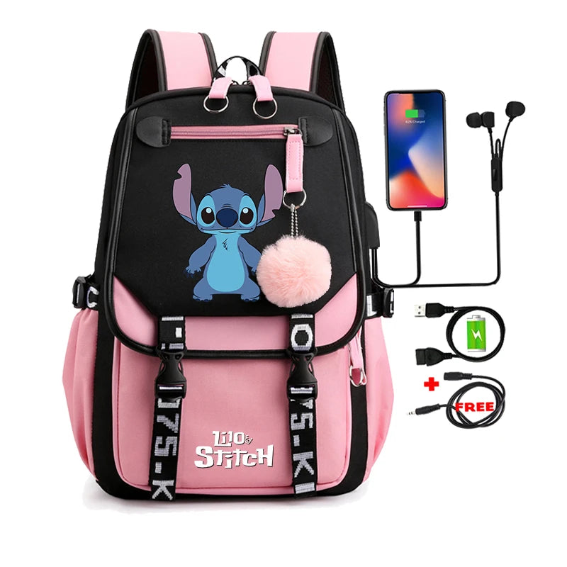 Lilo & Stitch Adventure Backpack – Cartoon Print School Bag for Teens, Kids